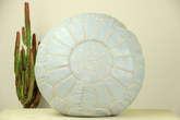 Grey Leather Ottoman Pouf